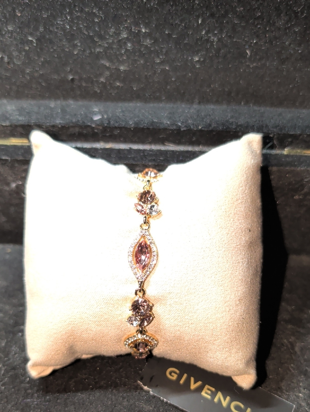 Givenchy Gold-Tone Bracelet with Pink Crystal Accents